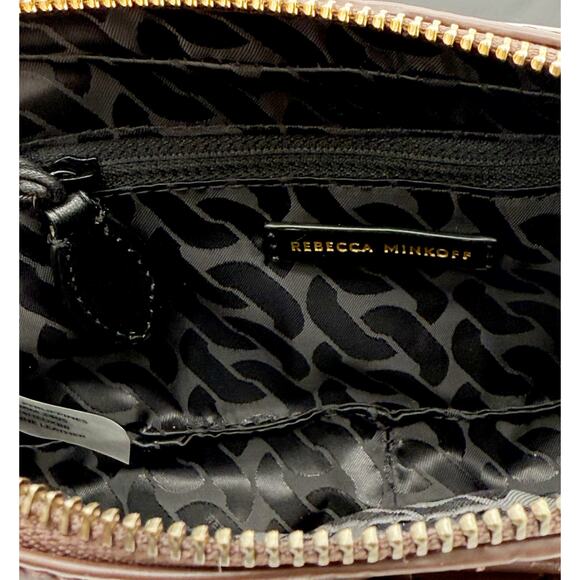 Rebecca Minkoff Edie Crossbody Belt Bag Brown Quilted Leather Clutch Chain Strap - Picture 11 of 15